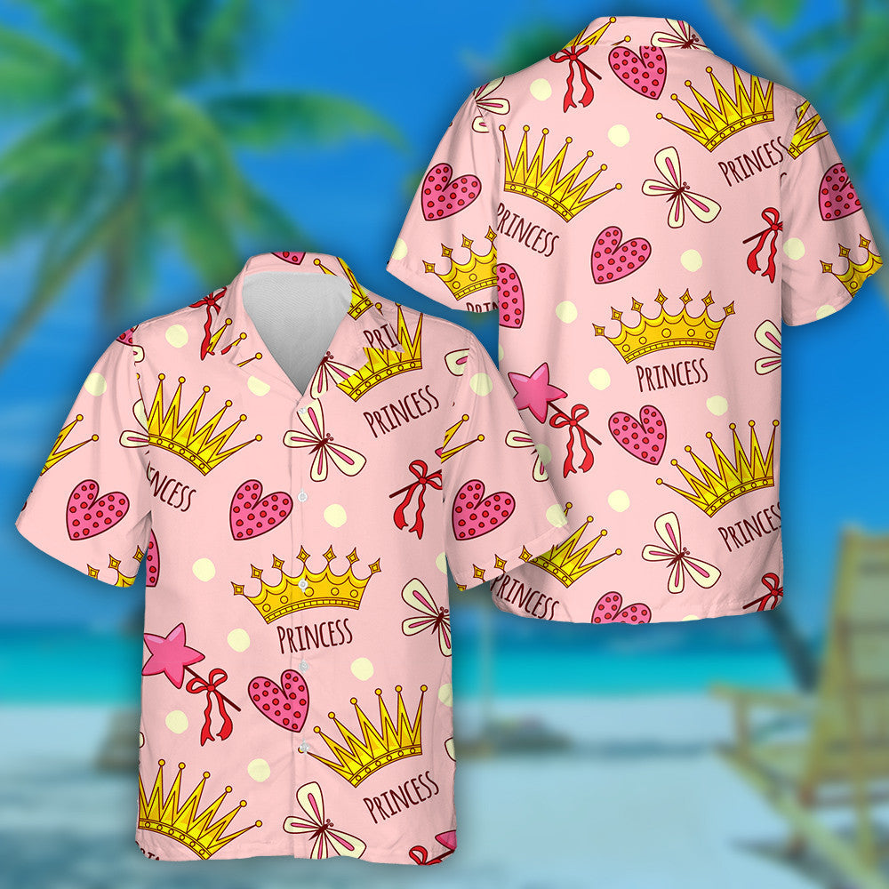 Theme Mystical Princess Crowns Butterfly And Hearts Hawaiian Shirt, Hawaiian Shirt Gift, Christmas Gift