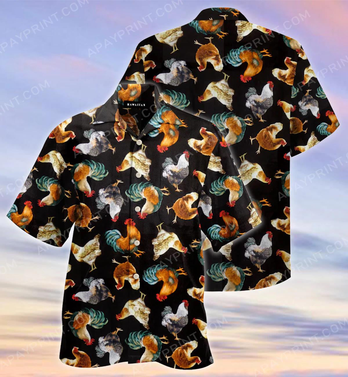 Coileach Sicín ar Chúlra Dubh Bronntanas Do Lovers Eallaigh Léine Haváíais, Bronntanas Léine Haváís, Bronntanas Nollag