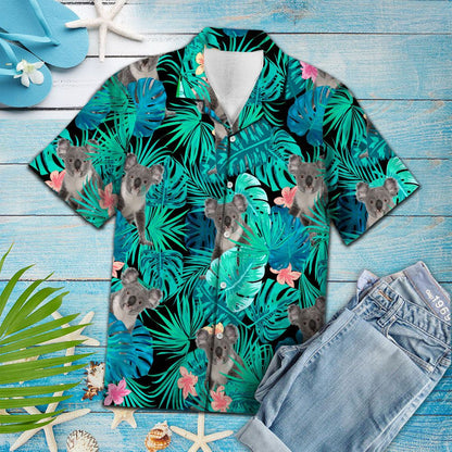 Koalas a chur i bhfolach i bPatrún Glas Jungle Trópaiceach Léine Haváís, Bronntanas Léine Haváíais, Bronntanas Nollag