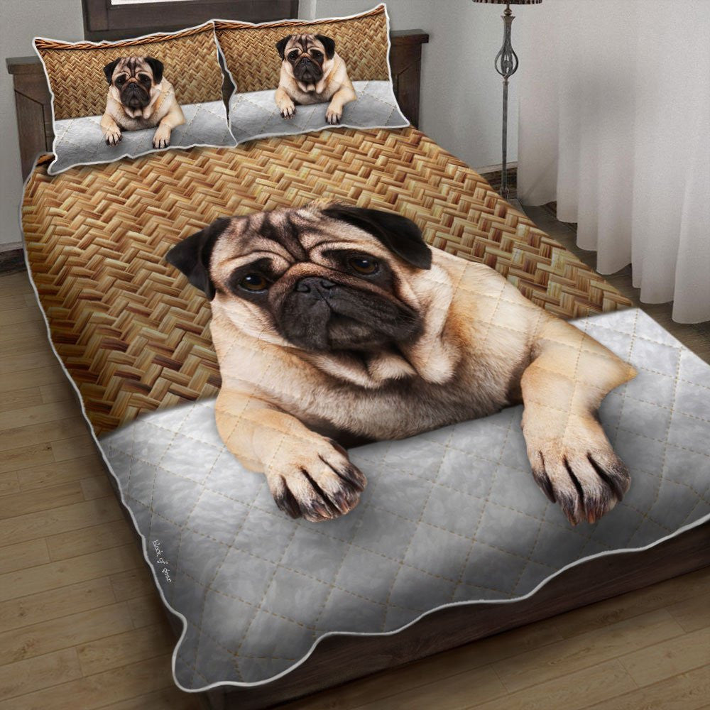 Pug Dog Rattan Quilt Bedding Set Bedroom Set Bedlinen 3D,Bedding Christmas Gift,Bedding Set Christmas