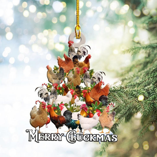 Chicken Merry Cluckmas Shape Ornament, Happy Christmas Ornament, Christmas Gift, Christmas Decoration