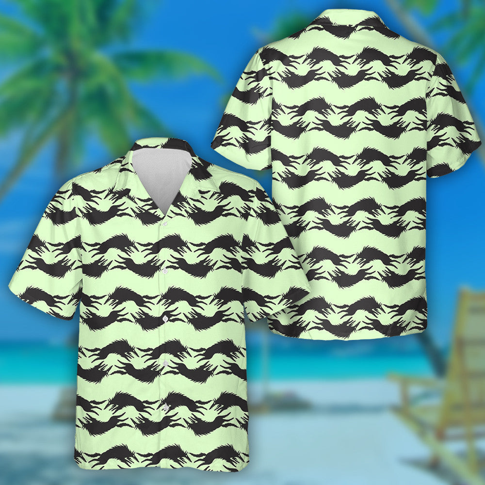 Silhouettes Of Wolf Attacks Horizontal Waves Hawaiian Shirt,Hawaiian Shirt Gift, Christmas Gift