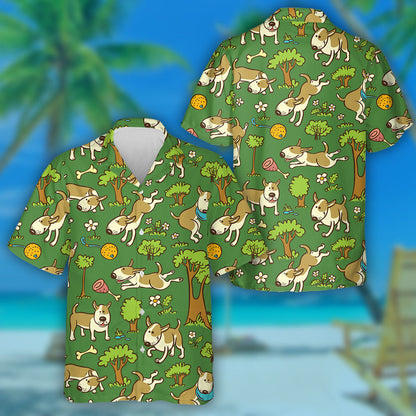 Bláthanna Agus Crainn Le Madraí ar Chúlra Glas Léine Haváís, Bronntanas Léine Haváís, Bronntanas Nollag