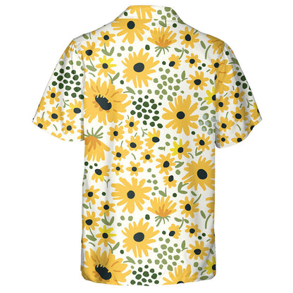 Green Dot And Sunflower Illustration On White Background Hawaiian Shirt, Hawaiian Shirt Gift, Christmas Gift