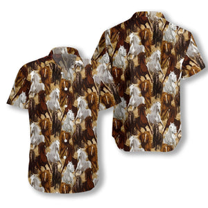 White Horse Running Nice Design Hawaiian Shirt, Hwaiian For Gift