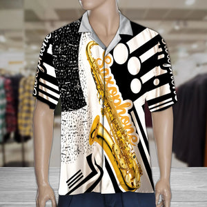 Amazing Gold Saxophone With Cool Text Hawaiian Shirt, Hawaiian For Gift