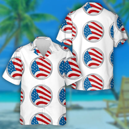 Stíl Mhonacrómach le Patrún Suaitheantas Ciorcail Bratach Mheiriceá Léine Haváís, Bronntanas Léine Haváís, Bronntanas Nollag