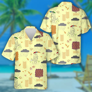 A Wolf In Autumn With An Umbrella In The Rain Hawaiian Shirt, Hawaiian Shirt Gift, Christmas Gift