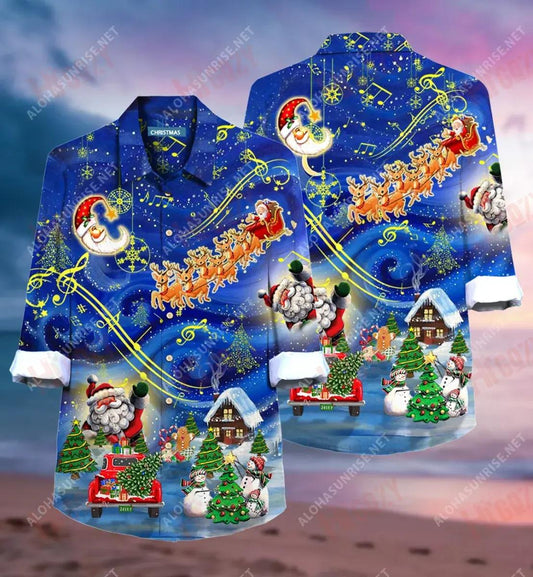 Léine Muinchille Fada Spéir na Nollag Caitheamh aimsire Léinte haváíais Léinte seanré Haváíais Léinte Greannmhar haváí, Bronntanas Léine haváíais, Bronntanas Nollag