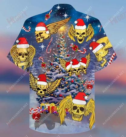 Cloigeann Eitilte Le Sciatháin Aingil Ag Nollaig Gearr Léine Haváís Caitheamh aimsire Léinte haváíseacha Léinte Trópaiceacha D'Fhir Léinte haváíais do Mhná, Bronntanas Léine Haváís, Bronntanas Nollag