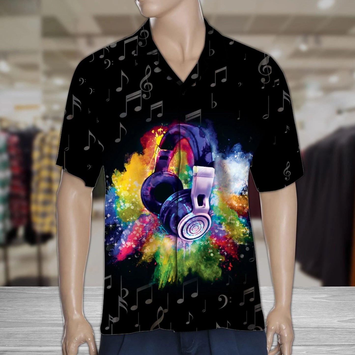 Cluasán Grafach Léine Haváíais Le Nótaí Ceoil Liath i nDubh, Bronntanas Léine Haváíais, Bronntanas Nollag