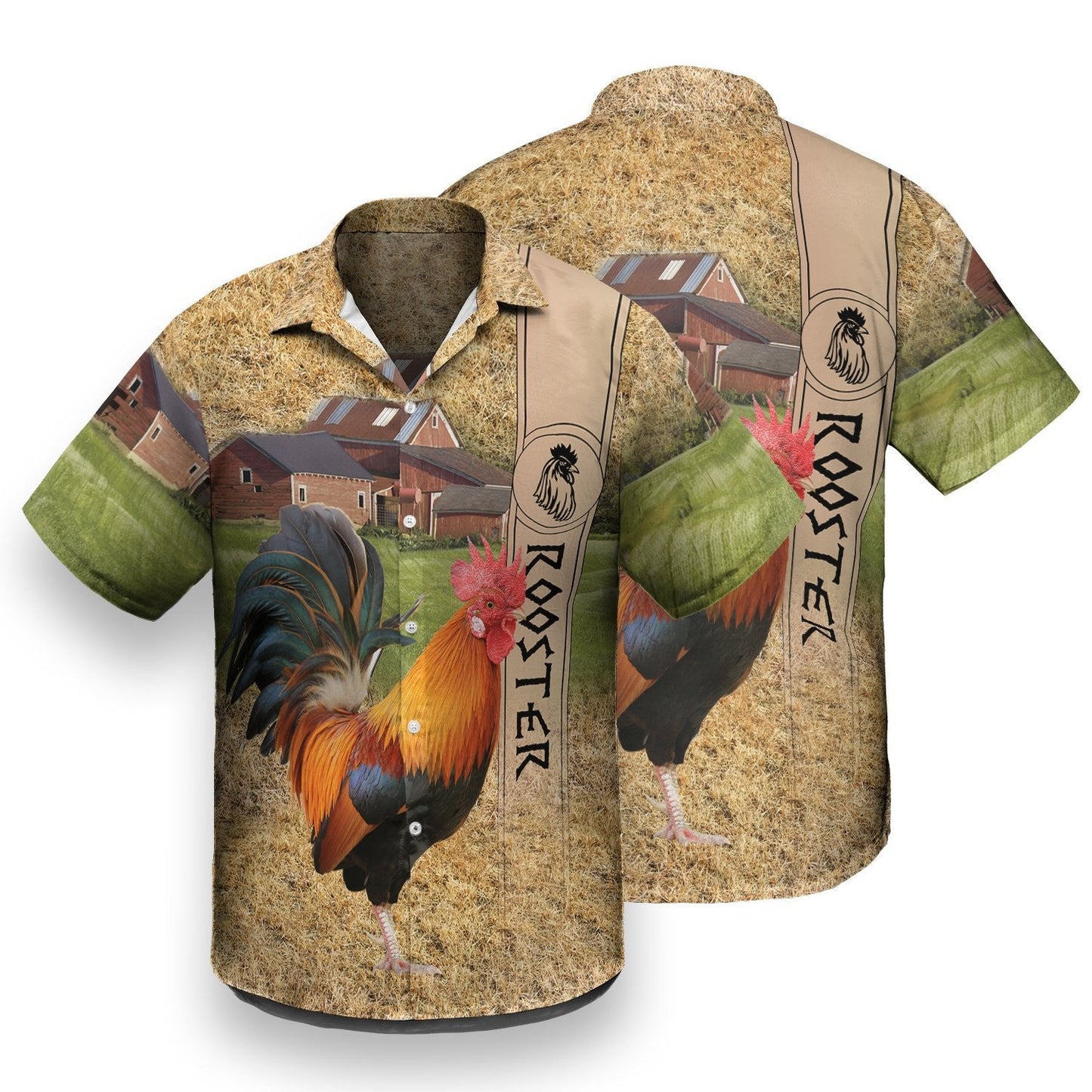 Rooster Chicken On The Field Design Hawaiian Shirt,Hawaiian Shirt Gift, Christmas Gift