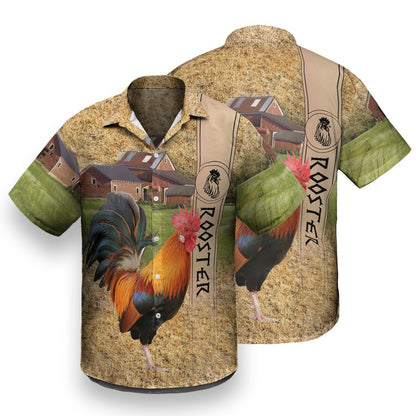 Rooster Chicken On The Field Design Hawaiian Shirt,Hawaiian Shirt Gift, Christmas Gift