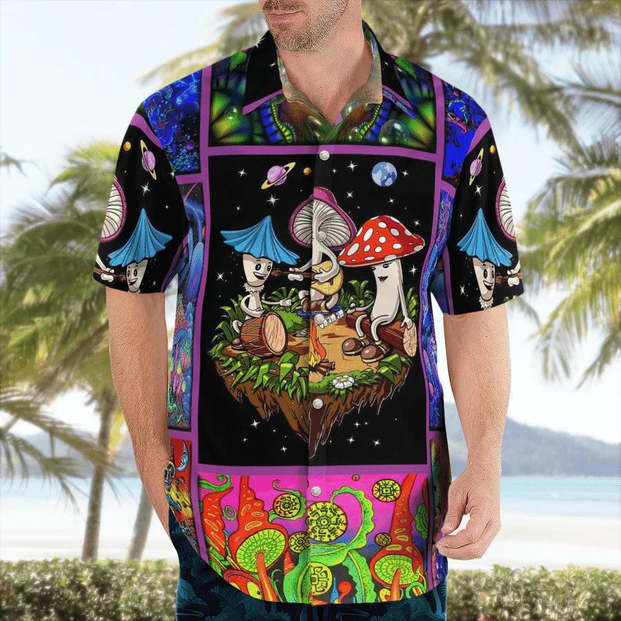Mushroom Asteroid On Island In Space Design Hawaiian Shirt,Hawaiian Shirt Gift, Christmas Gift