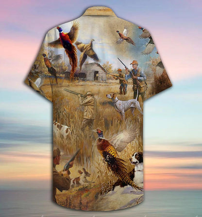 Pheasant Hunting Animals Running Away Hawaiian Shirt,Hawaiian Shirt Gift, Christmas Gift
