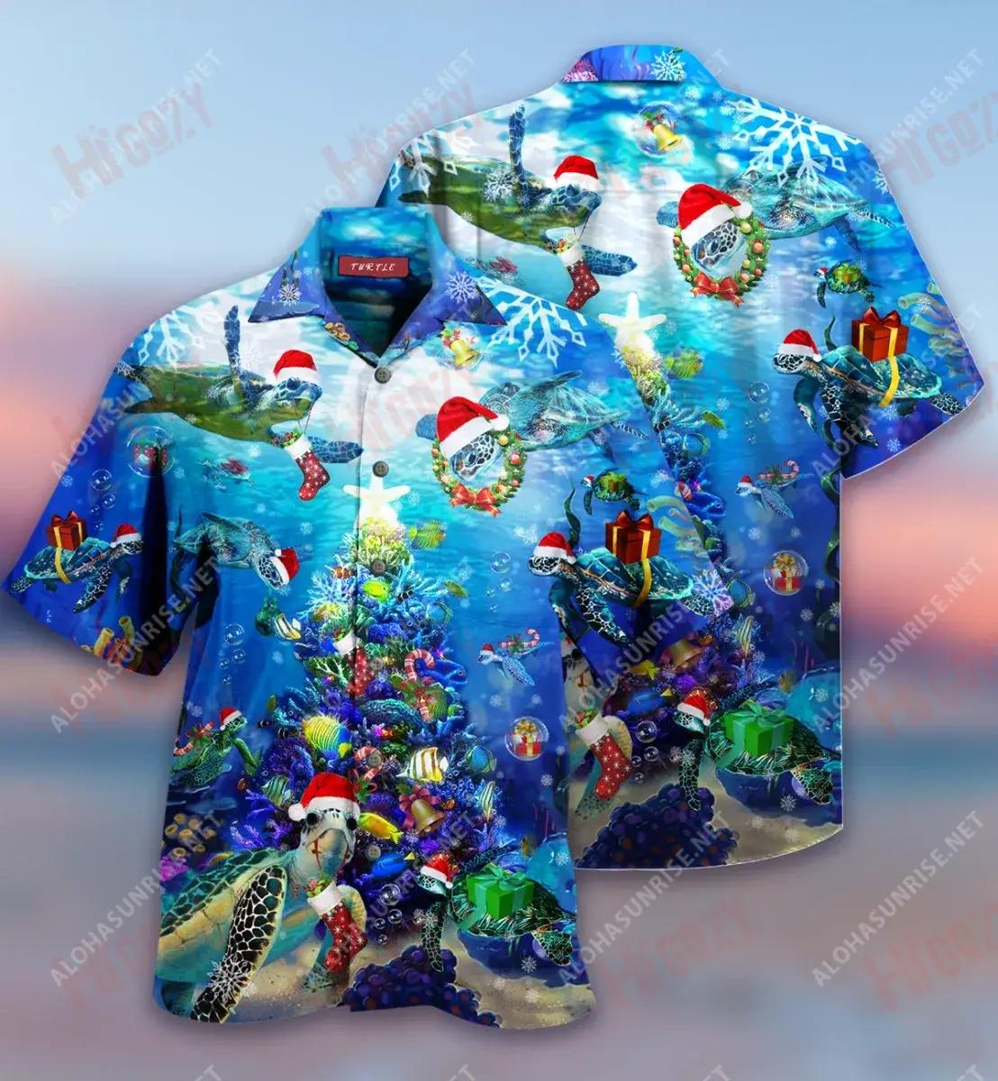 Christmas Turtle Family Reunion Short Hawaiian Shirt Hobbies Tropical Shirts Best Hawaiian Shirts Crazy Shirts Hawai_Hawaiian Shirt Gift, Christmas Gift