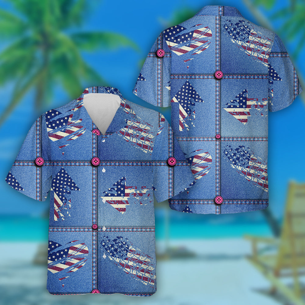 Jean Patchwork Le Ggrunge Eilimintí de Léine Haváís Bhratach Mheiriceá, Bronntanas Léine Haváíais, Bronntanas Nollag