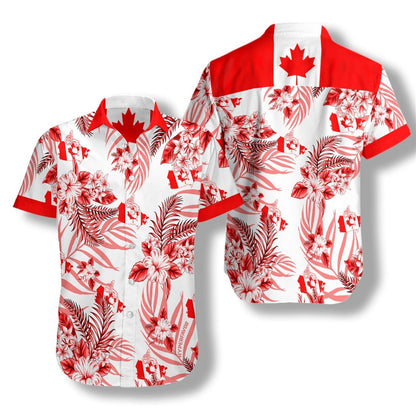 Canada Proud On White Background Pattern Hawaiian Shirt, Hawaiian For Gift