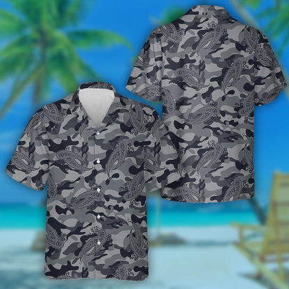 Patrún Cúlra Camo Liath Mandala Paisley Léine Haváís, Bronntanas Léine Haváíais, Bronntanas Nollag