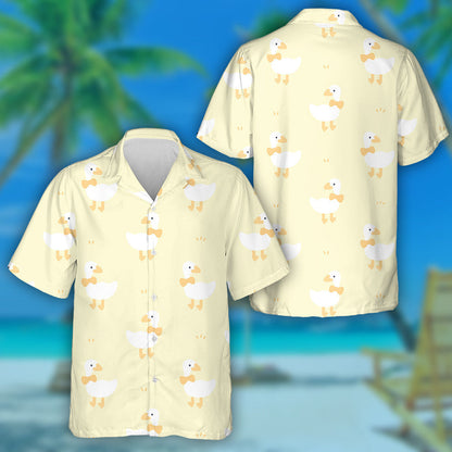 Hand Drawn Cute Duck With Bow Tie Hawaiian Shirt, Hawaiian Shirt Gift, Christmas Gift