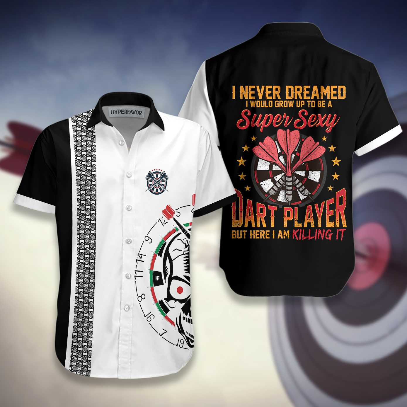 Cool Super Sexy Skull Dart Player Hawaiian Shirt,Hawaiian Shirt Gift, Christmas Gift