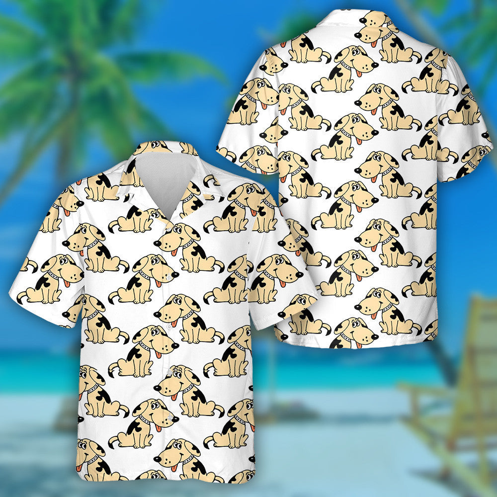 Multicolored Naughty Puppies Dogs In Cartoon Background Hawaiian Shirt, Hawaiian Shirt Gift, Christmas Gift