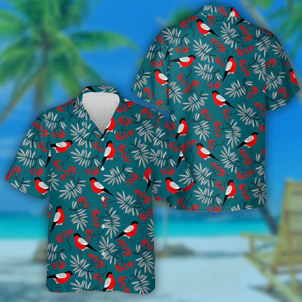 Beautiful Bullpinch Birds With Moutain Plants Hawaiian Shirt, Hawaiian For Gift