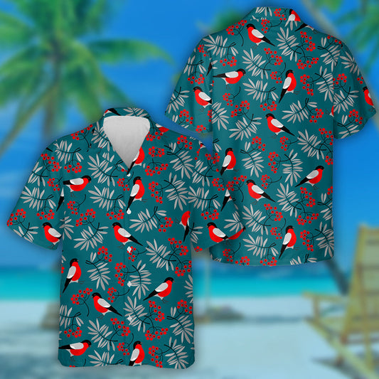 Beautiful Bullpinch Birds With Moutain Plants Hawaiian Shirt, Hawaiian For Gift