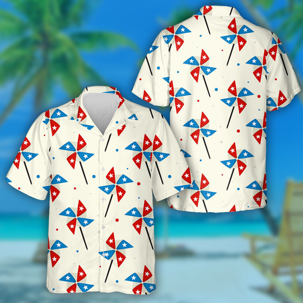 Pinwheels For USA Independence Day Illustration Pattern Hawaiian Shirt, Hawaiian Shirt Gift, Christmas Gift