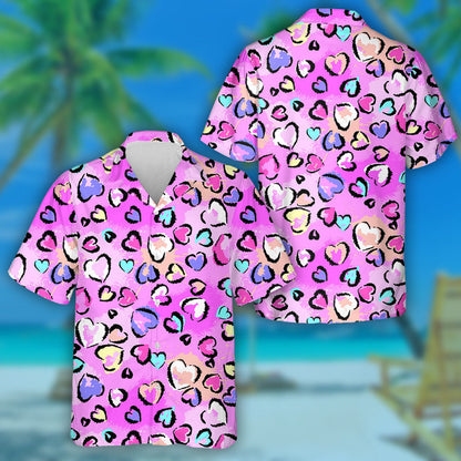 Teibí Liopard Le Hearts Eilimintí Grunge Uigeacht Cúlra Léine haváí, Bronntanas Léine Haváís, Bronntanas Nollag