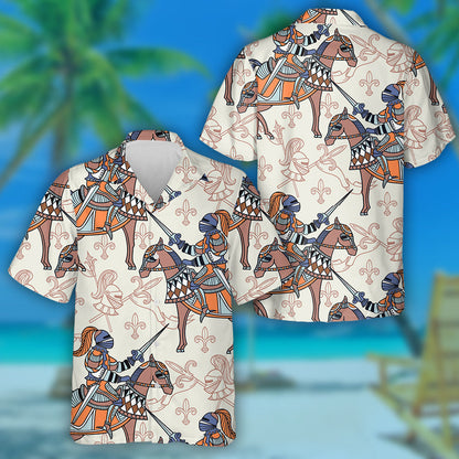 Funny Cartoon Horses Steed And Knight Hawaiian Shirt,Hawaiian Shirt Gift, Christmas Gift