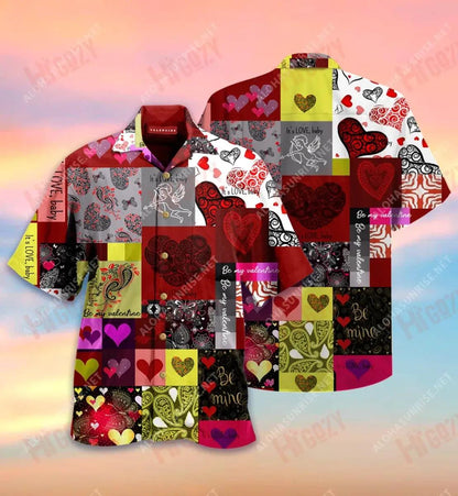 Beautiful Heart Paisley Short Hawaiian Shirt Summer Short Sleeve Vintage Hawaiian Shirts Crazy Shirts Hawaii,Hawaiian Shirt Gift, Christmas Gift