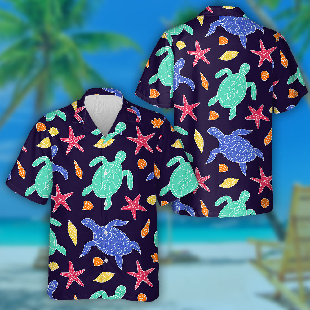 Sketch Sea Turtle In Vintage Style Hawaiian Shirt,Hawaiian Shirt Gift, Christmas Gift