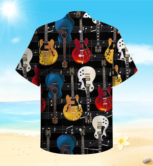 Colorful Guitar Artistic Background Design Hawaiian Shirt, Hawaiian For Gift