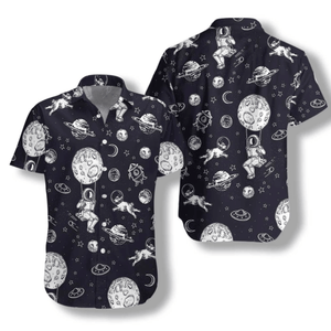 Astronaut And His French Bulldog Pattern Hawaiian Shirt, Hawaiian For Gift