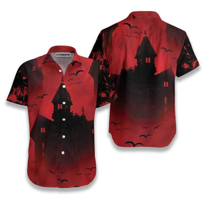 Scary Vampire Castle Halloween Dramatic Hawaiian Shirt,Hawaiian Shirt Gift, Christmas Gift