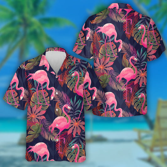 Beautiful Flamingo In Tropical Forest Hawaiian Shirt, Hawaiian For Gift