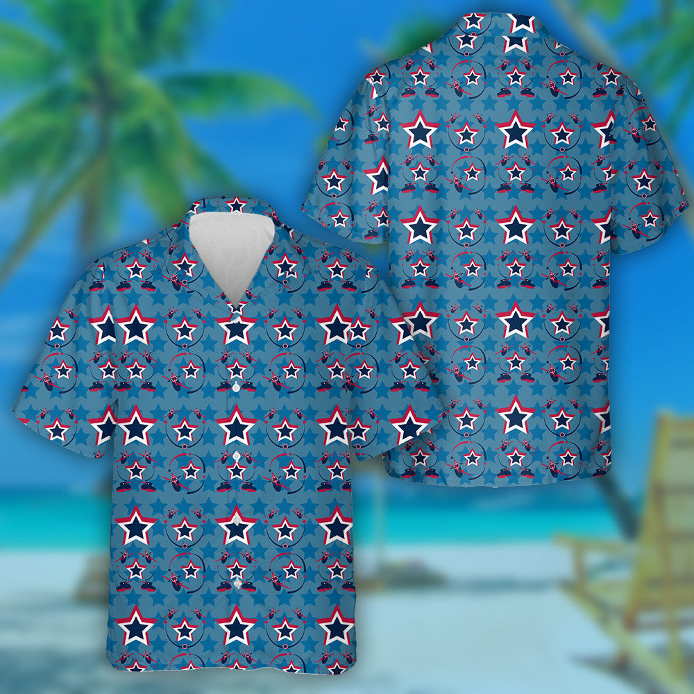 Vintage Patriotic American Airplane Tank And Star Hawaiian Shirt, Hawaiian Shirt Gift, Christmas Gift