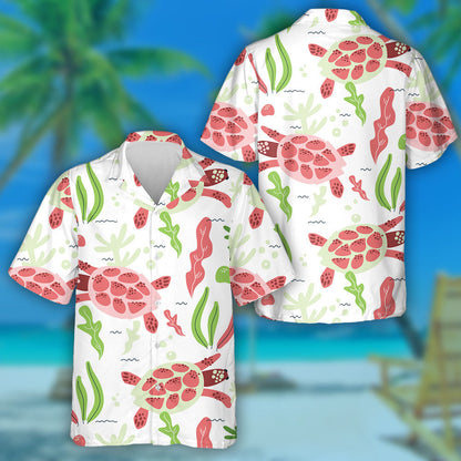 Sea Turtles With Various Marine Animals Hawaiian Shirt,Hawaiian Shirt Gift, Christmas Gift