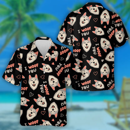 Cute Dog Breed Husky Faces And Hearts Hawaiian Shirt, Hawaiian Shirt Gift, Christmas Gift