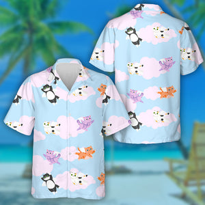 Angels Cats Fly In The Sky Hawaiian Shirt, Hawaiian For Gift