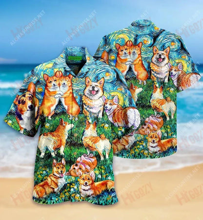 Is Fearr An Saol Le Corgi Léine Gearr Muinchille Unisex Léinte T Aigéan Na Léinte Haváís is Fearr Léinte Greannmhar haváís, Bronntanas Léine haváíais, Bronntanas Nollag