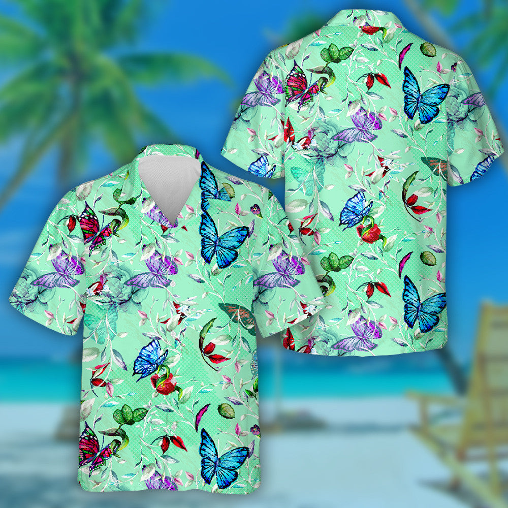 Bláth Peony Lámhtharraingthe Le Léine Haváíach Duilleog Agus Féileacán, Bronntanas Léine Haváís, Bronntanas Nollag