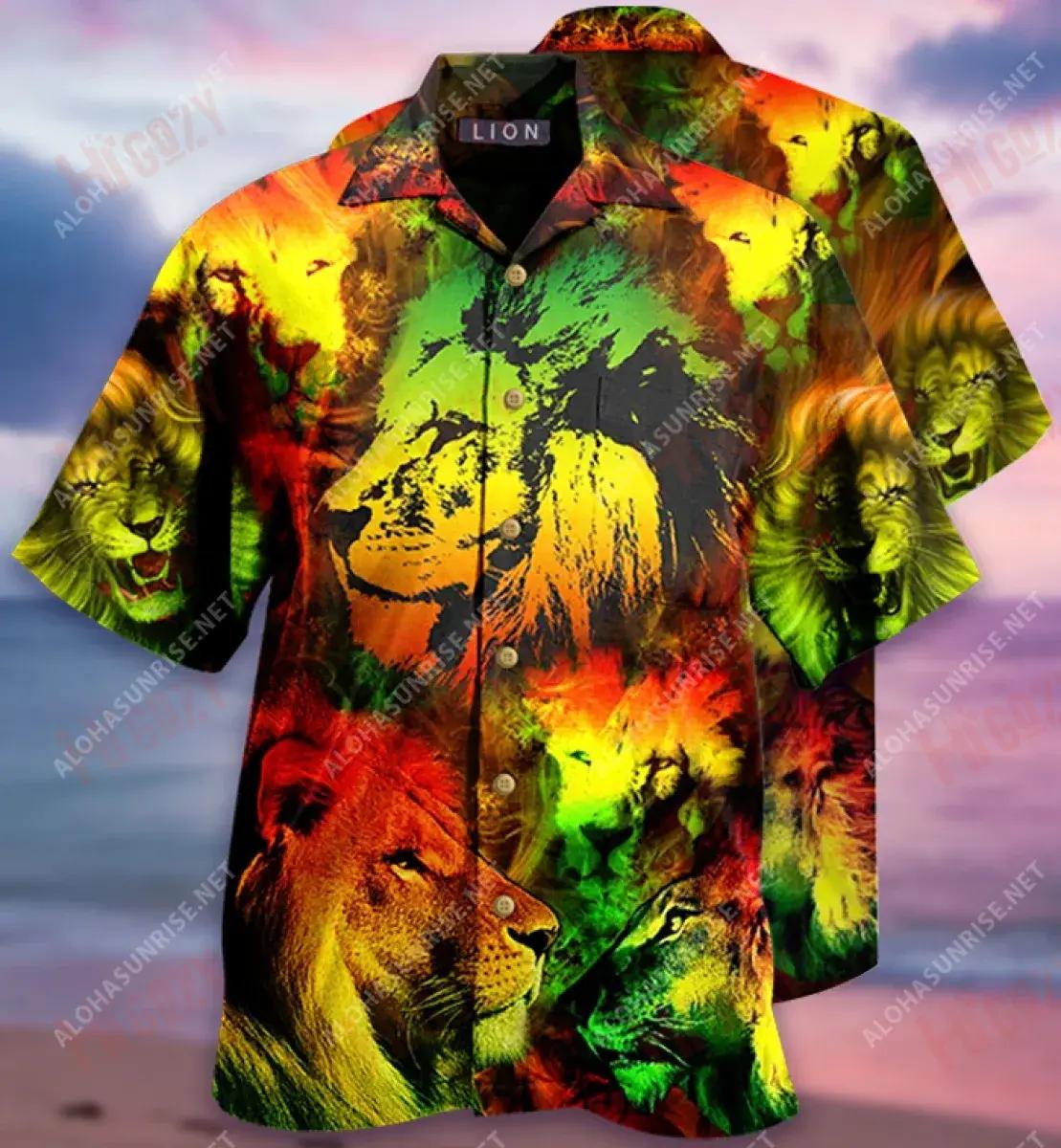 Just Awesome Colorful Lion Short Léine Haváís Samhraidh T Léinte haváís Léinte Oirbheartaíochta Haváís Léinte Crazy Haváí, Bronntanais Léine haváíais, Bronntanas Nollag