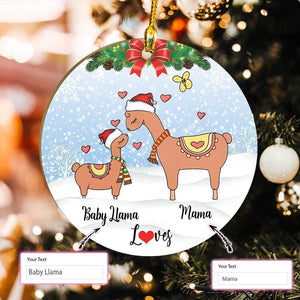 Baby Llama Loves Mama Custom Ornament, Christmas Ornament Gift, Christmas Gift, Christmas Decoration
