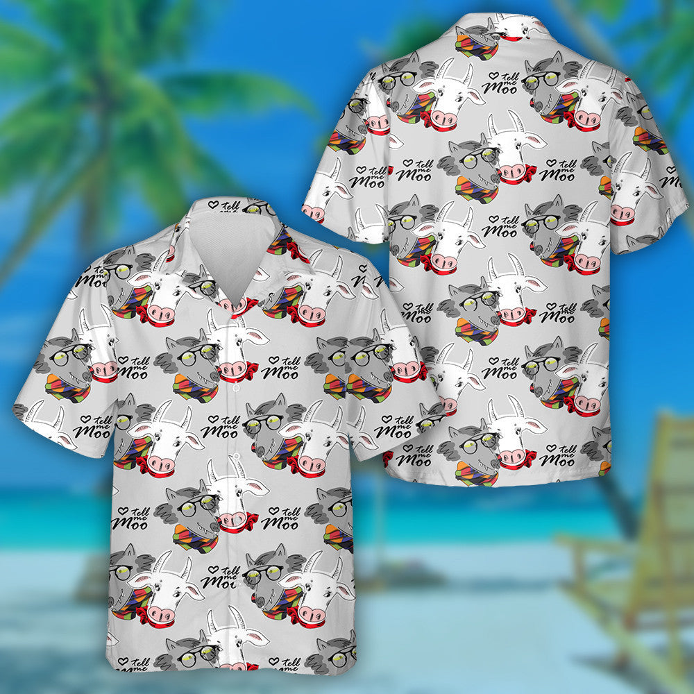 Funny White Cow And Wolf On Grey Hawaiian Shirt, Hawaiian Shirt Gift, Christmas Gift