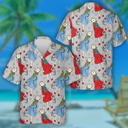 Bó Greannmhar Cóirithe Le Cóta Scarf Agus Mála Léine Haváí, Bronntanas Léine Haváís, Bronntanas Nollag