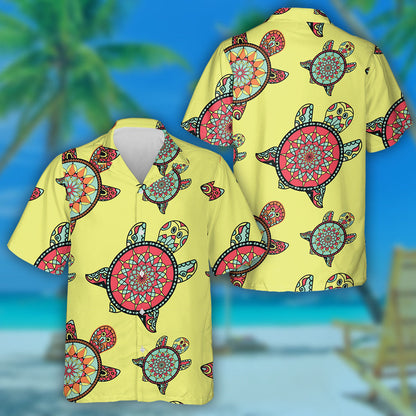 Sea Turtles Family In Oriental Style Hawaiian Shirt,Hawaiian Shirt Gift, Christmas Gift