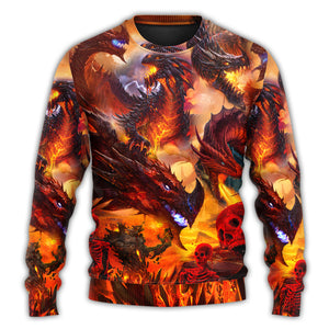 Dragon Red Skull Fire Art Style Ugly Christmas Sweater, Christmas Gift, Gift Christmas 2024