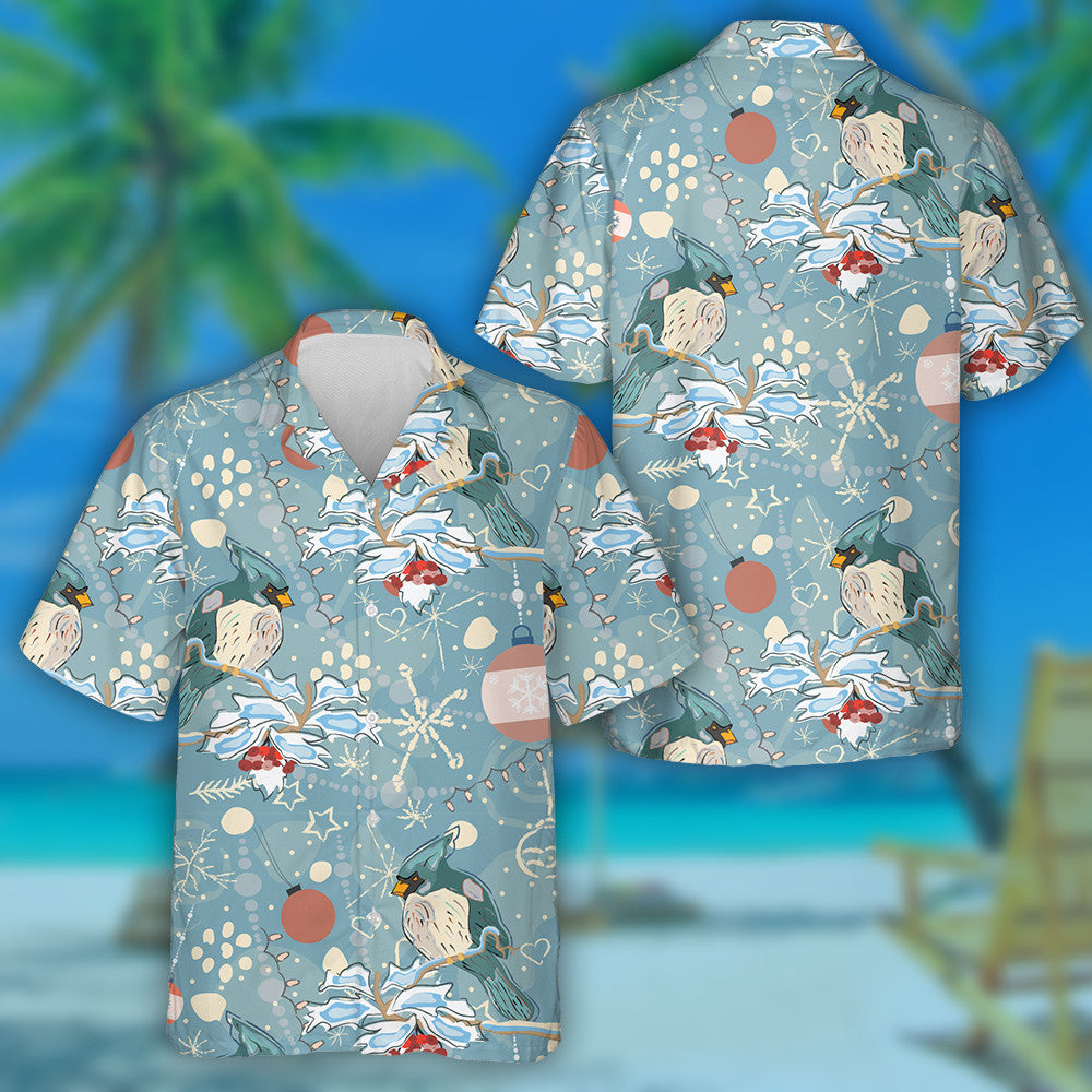 Little Red Cardinal Bird Winter In Woodland Hawaiian Shirt, Hawaiian Shirt Gift, Christmas Gift
